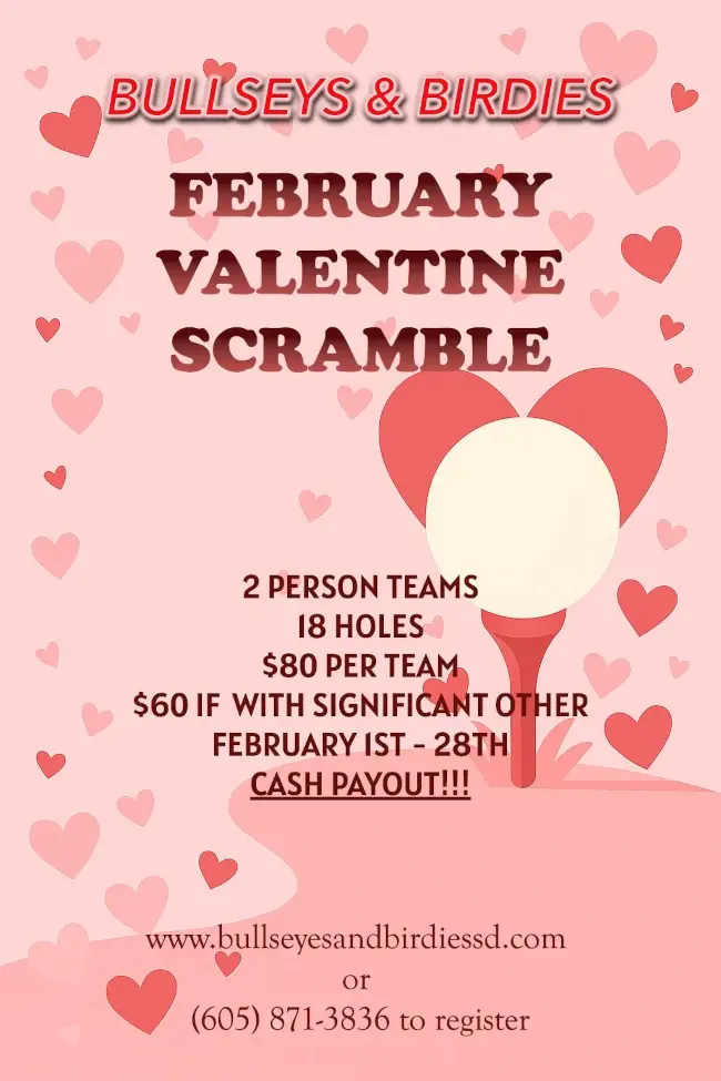 2 person February Valentine scramble golf tournament in Mitchell, SD